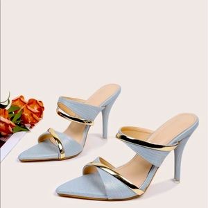 Metallics stiletto heeled mule sandals size 7 1/2
